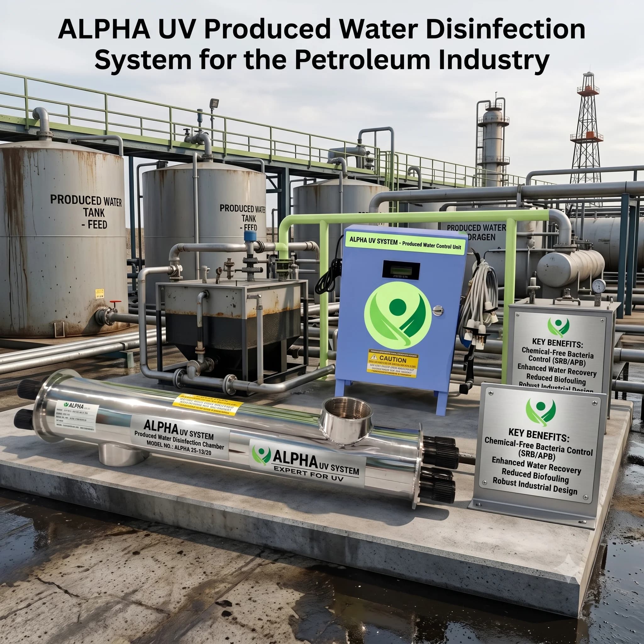 Alpha UV disinfection system Petroleum Industry for Heavy Industry wastewater treatment, 5,000 – 50,000 LPH capacity