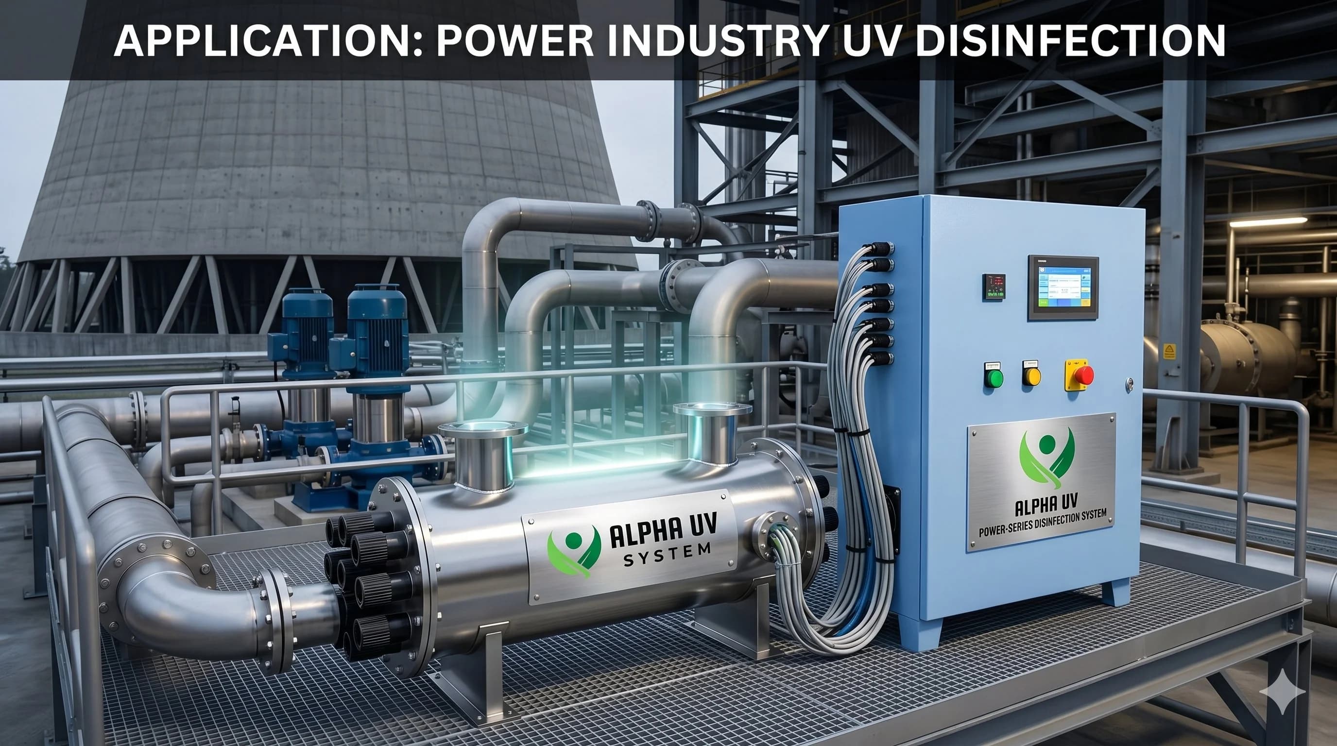 Alpha UV disinfection system Power Plants for Industrial wastewater treatment, 20,000–5,00,000 LPH capacity