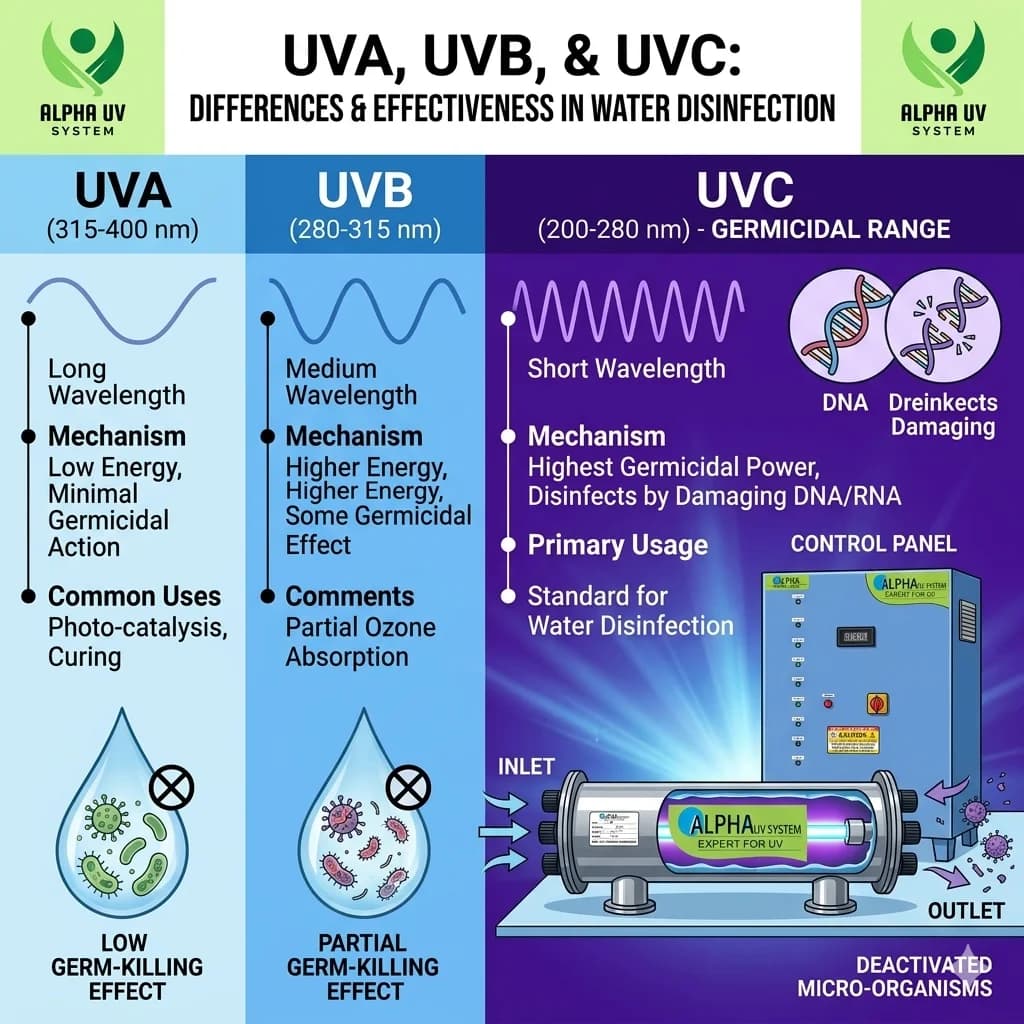 UV-A, UV-B, and UV-C for Water Disinfection: What's the Difference? — UV water treatment guide