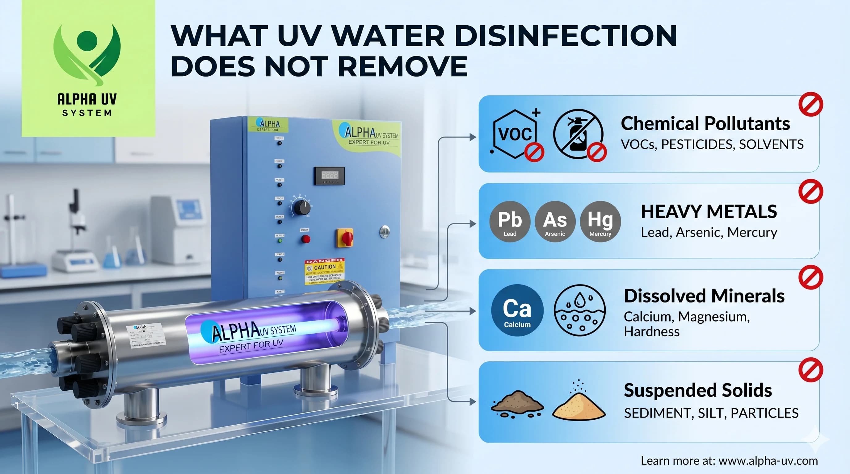 What UV Won't Do: The Chemicals, Metals & TDS That Sit Untouched by Any Lamp — UV water treatment guide
