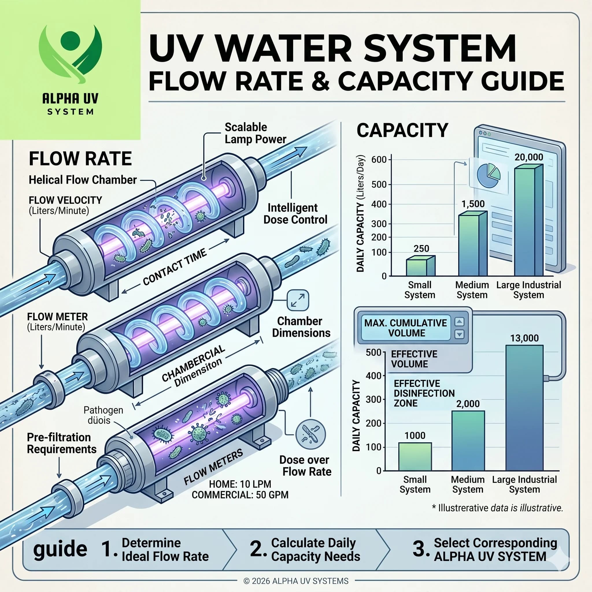 UV Water System Flow Rate and Capacity Guide — How to Size Your UV System for Any Application — UV water treatment guide
